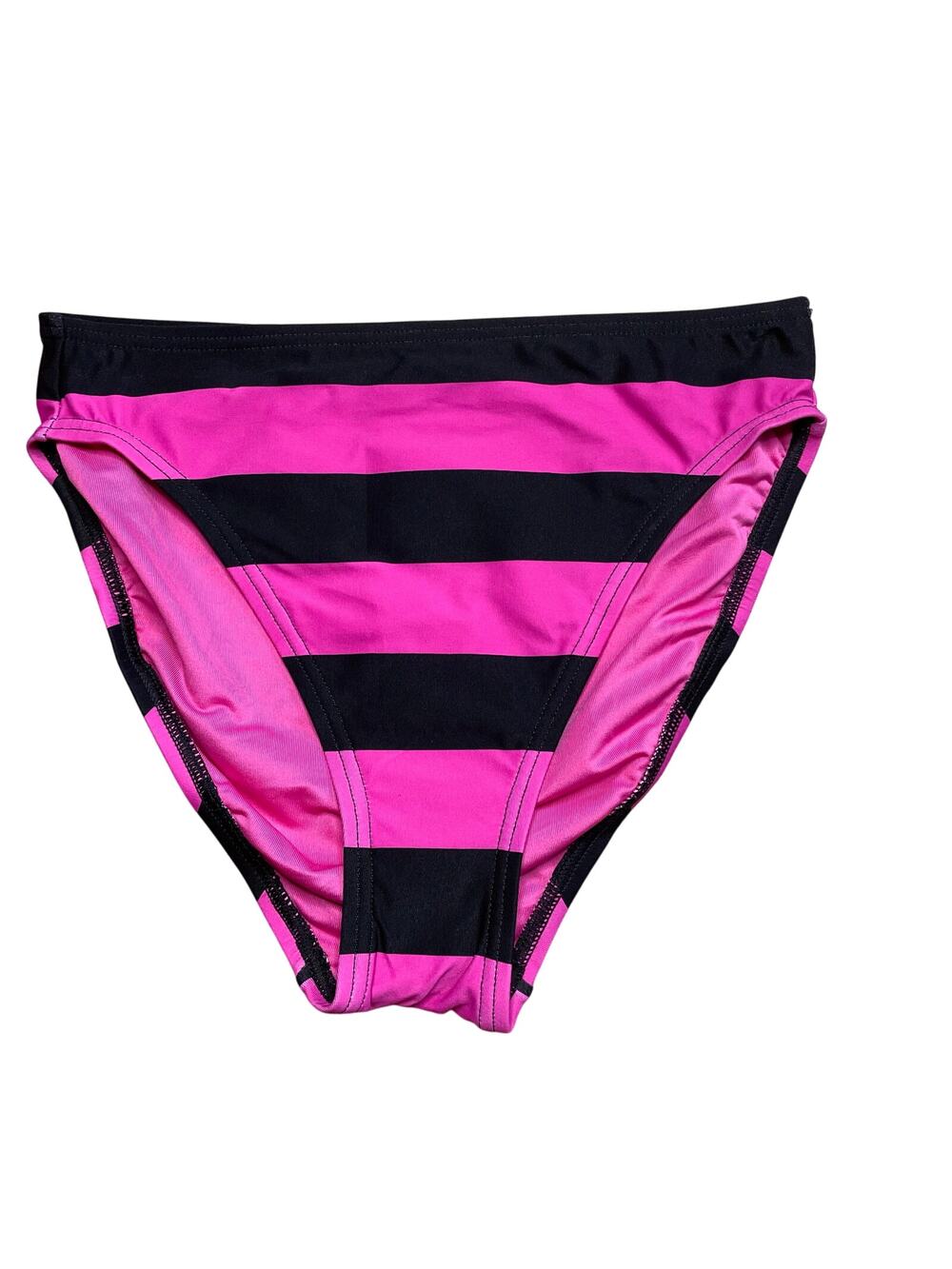 Michael Kors Bikini Bottoms Size XS Black and Pink Stripe High Leg